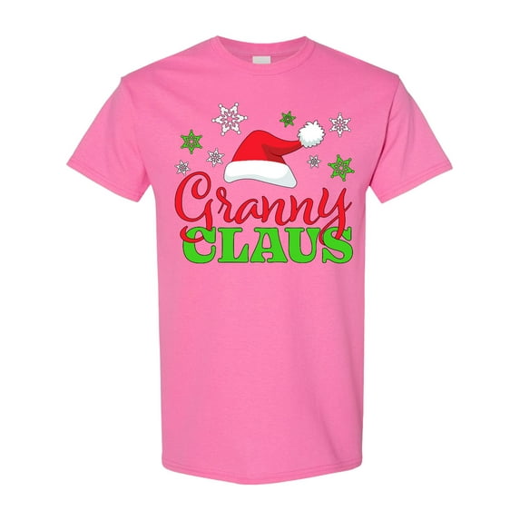 Inktastic Granny Claus with Christmas Santa Hat and Snowflakes T-Shirt