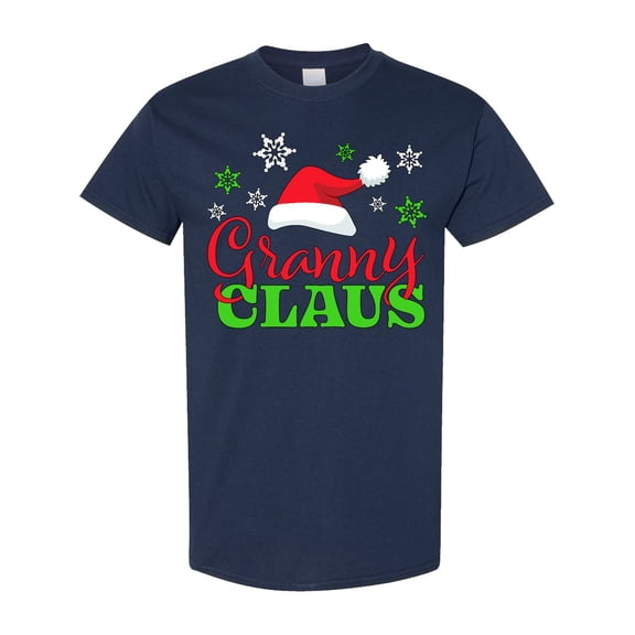 Inktastic Granny Claus with Christmas Santa Hat and Snowflakes T-Shirt