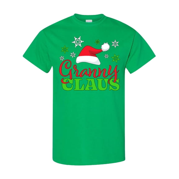 Inktastic Granny Claus with Christmas Santa Hat and Snowflakes T-Shirt