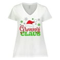 thumbnail image 1 of Inktastic Granny Claus with Christmas Santa Hat and Snowflakes Women's Plus Size V-Neck T-Shirt, 1 of 5
