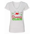 thumbnail image 1 of Inktastic Granny Claus with Christmas Santa Hat and Snowflakes Women's V-Neck T-Shirt, 1 of 5