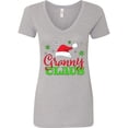 thumbnail image 1 of Inktastic Granny Claus with Christmas Santa Hat and Snowflakes Women's V-Neck T-Shirt, 1 of 5