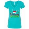 thumbnail image 1 of Inktastic Granny Claus with Christmas Santa Hat and Snowflakes Women's V-Neck T-Shirt, 1 of 5