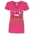 thumbnail image 1 of Inktastic Granny Claus with Christmas Santa Hat and Snowflakes Women's V-Neck T-Shirt, 1 of 5