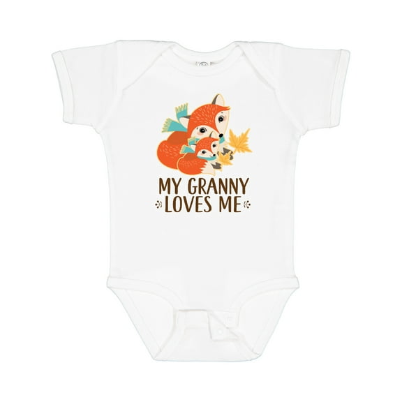 Inktastic Granny Loves Me Gift Fox Boys or Girls Baby Bodysuit