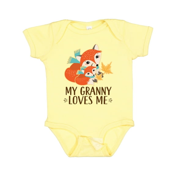 Inktastic Granny Loves Me Gift Fox Boys or Girls Baby Bodysuit