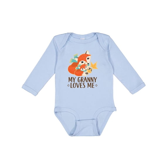 Inktastic Granny Loves Me Gift Fox Boys or Girls Long Sleeve Baby Bodysuit