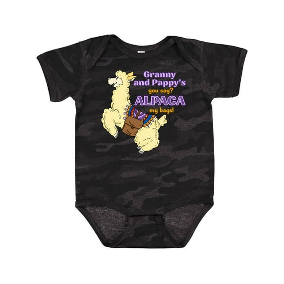 Inktastic Granny and Pappy's You Say? Alpaca My Bags! Boys or Girls Baby Bodysuit