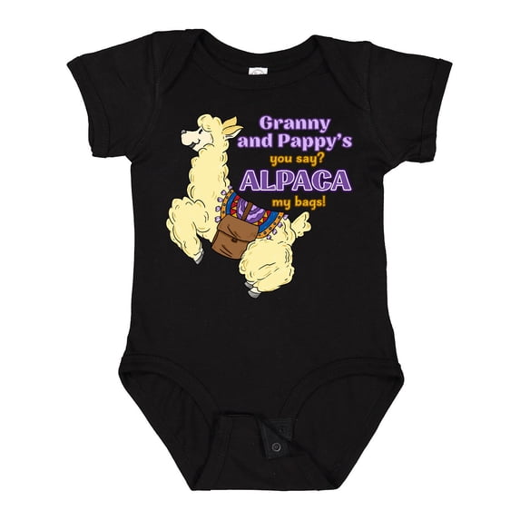 Inktastic Granny and Pappy's You Say? Alpaca My Bags! Boys or Girls Baby Bodysuit