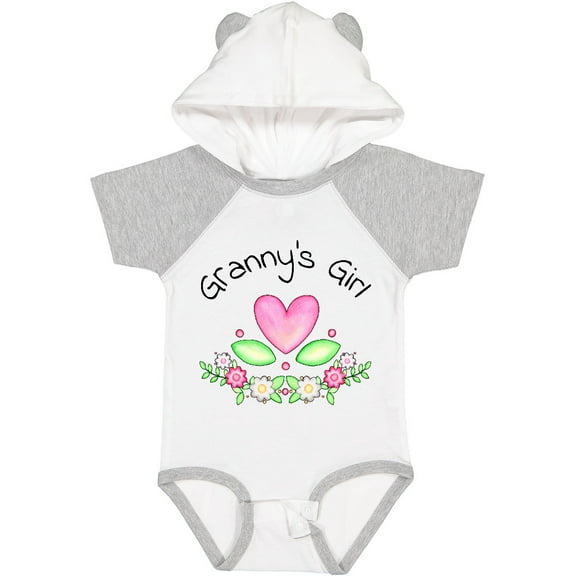 Inktastic Granny's Girl- Heart Flowers Girls Baby Bodysuit