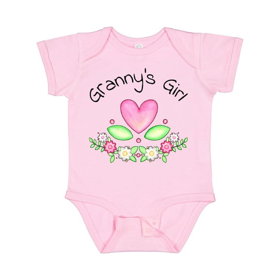 Inktastic Granny's Girl- Heart Flowers Girls Baby Bodysuit