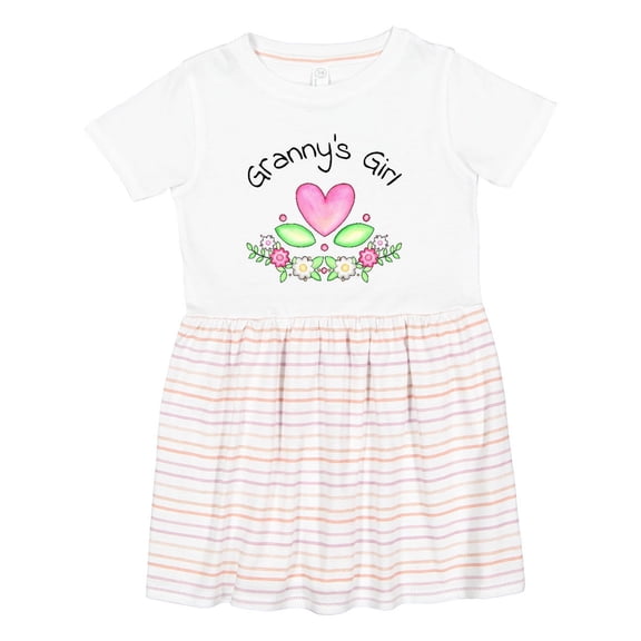 Inktastic Granny's Girl Heart Flowers Girls Toddler Dress