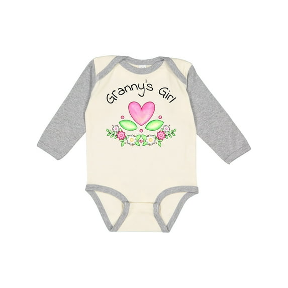 Inktastic Granny's Girl- heart flowers Girls Long Sleeve Baby Bodysuit