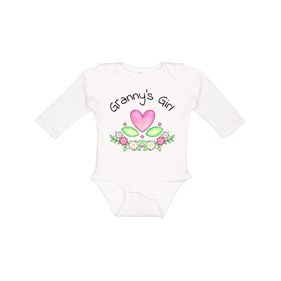 Inktastic Granny's Girl- heart flowers Girls Long Sleeve Baby Bodysuit