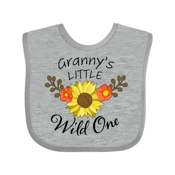 Inktastic Granny's Little Wild 1 with Beautiful Sunflower Boys or Girls Baby Bib