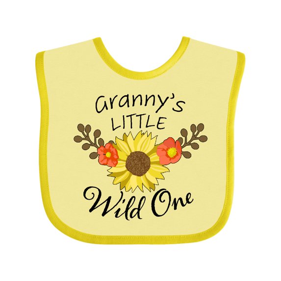 Inktastic Granny's Little Wild 1 with Beautiful Sunflower Boys or Girls Baby Bib
