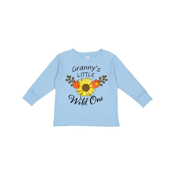 Inktastic Granny's Little Wild 1 with Beautiful Sunflower Boys or Girls Long Sleeve Toddler T-Shirt