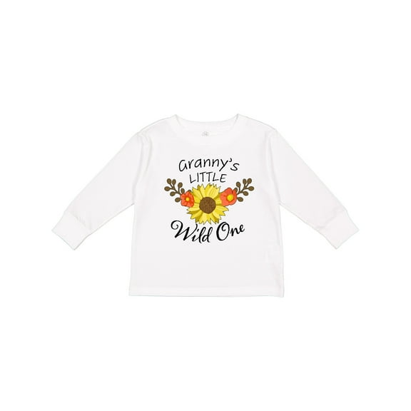 Inktastic Granny's Little Wild 1 with Beautiful Sunflower Boys or Girls Long Sleeve Toddler T-Shirt