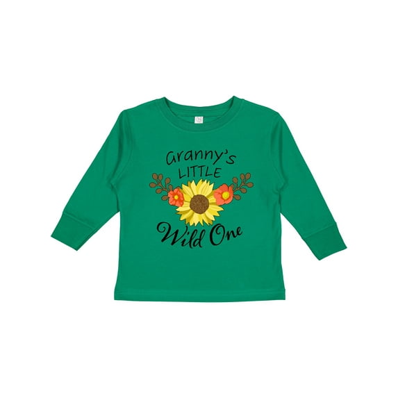 Inktastic Granny's Little Wild 1 with Beautiful Sunflower Boys or Girls Long Sleeve Toddler T-Shirt