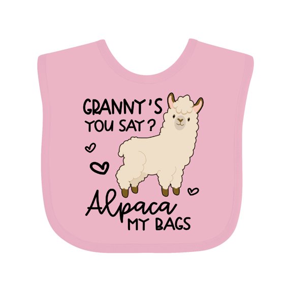 Inktastic Granny's You Say Alpaca My Bags Boys or Girls Baby Bib