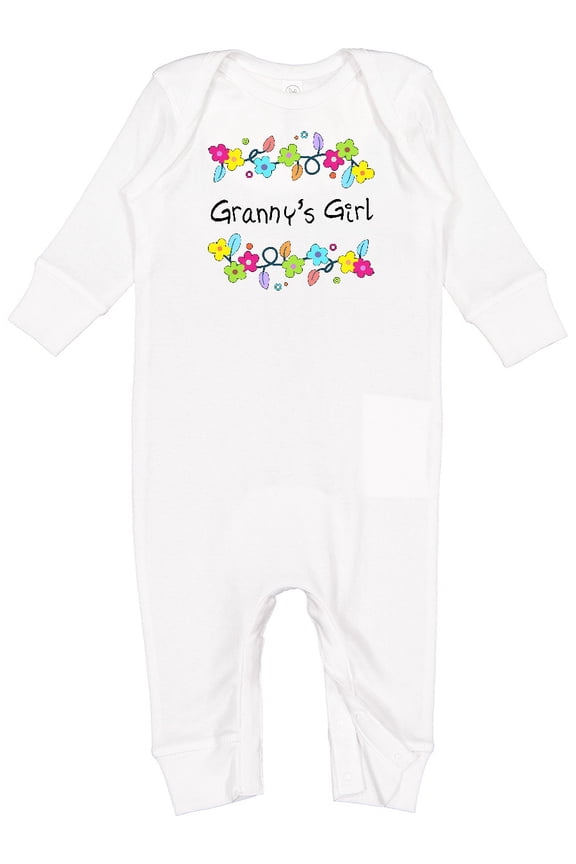 Grannys Girl Bright Flowers Baby Romper Coveralls