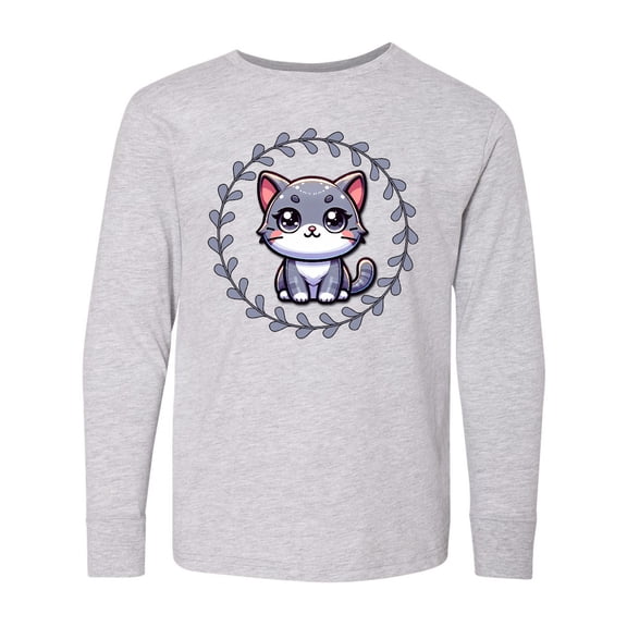 Inktastic Gray Tabby Cat Kitten Long Sleeve Youth T-Shirt