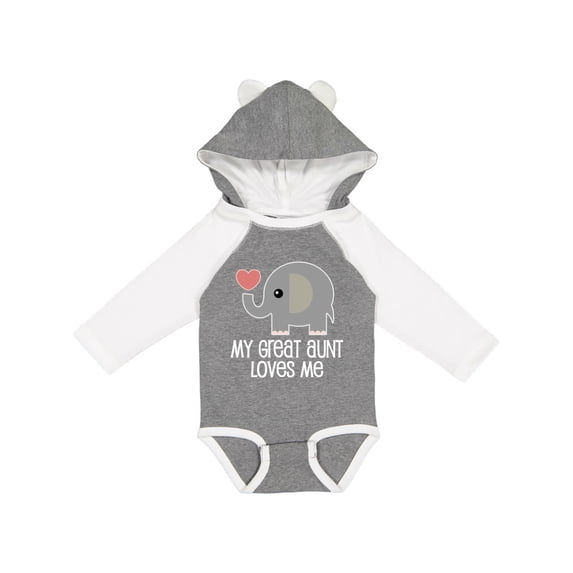 Inktastic Great Aunt Loves Me Elephant Boys or Girls Long Sleeve Baby Bodysuit