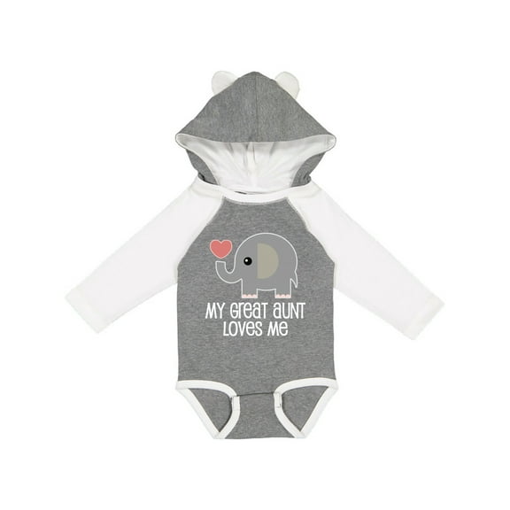 Inktastic Great Aunt Loves Me Elephant Boys or Girls Long Sleeve Baby Bodysuit