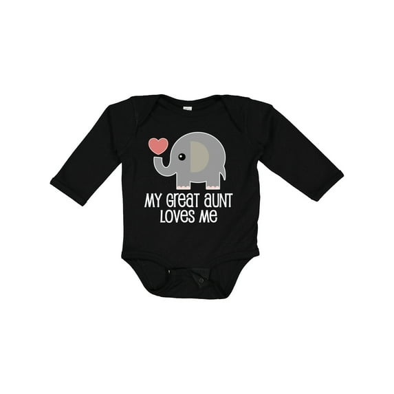 Inktastic Great Aunt Loves Me Elephant Boys or Girls Long Sleeve Baby Bodysuit