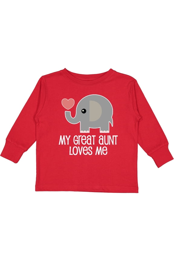 Great Aunt Loves Me Elephant Boys or Girls Long Sleeve Toddler T-Shirt