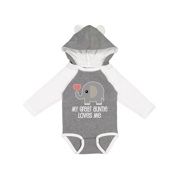 Inktastic Great Auntie Loves Me Elephant Boys or Girls Long Sleeve Baby Bodysuit