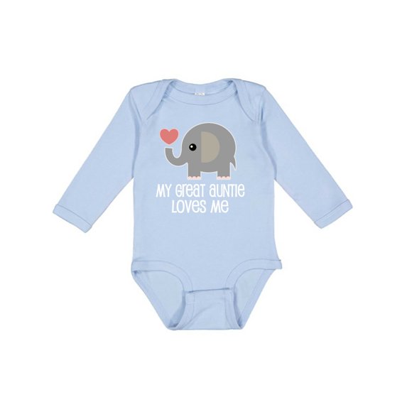 Inktastic Great Auntie Loves Me Elephant Boys or Girls Long Sleeve Baby Bodysuit
