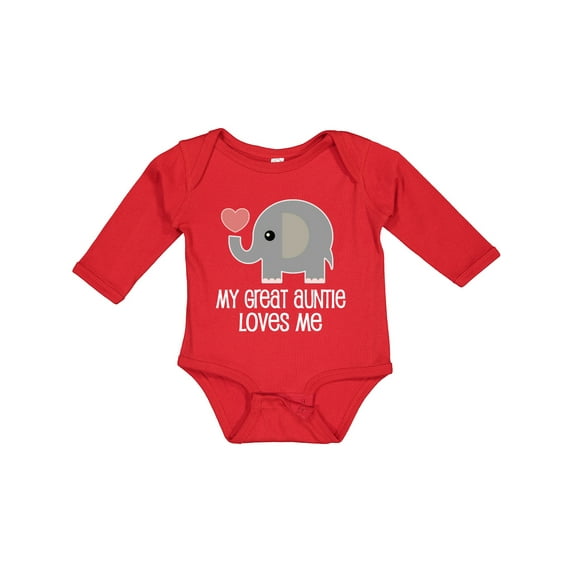 Inktastic Great Auntie Loves Me Elephant Boys or Girls Long Sleeve Baby Bodysuit