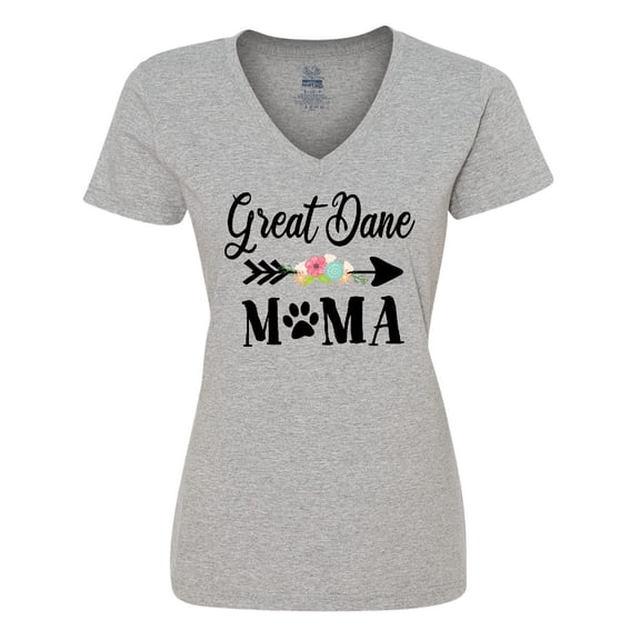 Inktastic Great Dane Mama with Flowers and Arrow Women's V-Neck T-Shirt