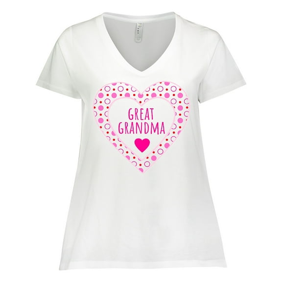 Inktastic Great Grandma Pink Valentine Hearts Women's Plus Size V-Neck T-Shirt