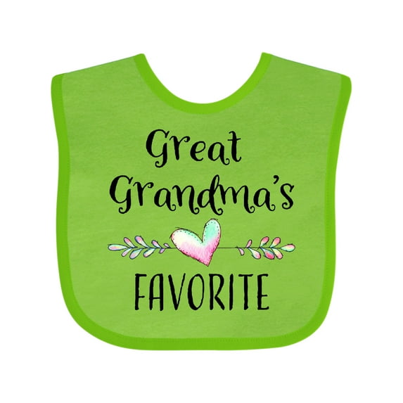 Inktastic Great Grandmas Favorite Heart Great Grandchild Boys or Girls Baby Bib