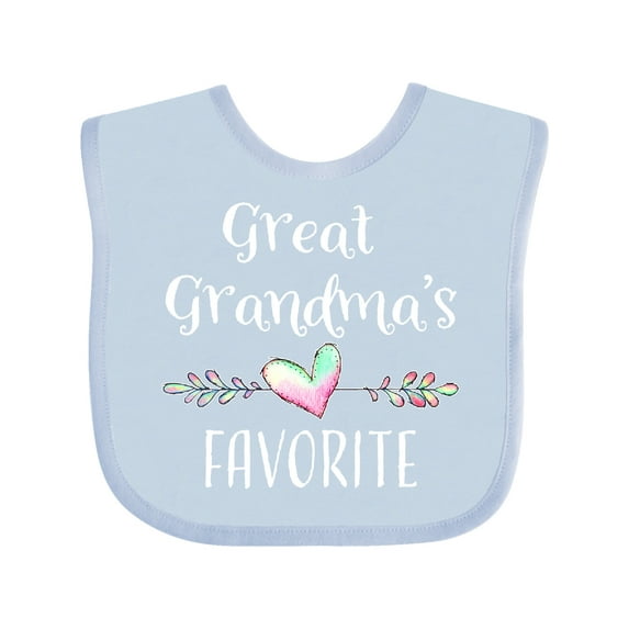 Inktastic Great Grandmas Favorite- Heart Great Grandchild Boys or Girls Baby Bib