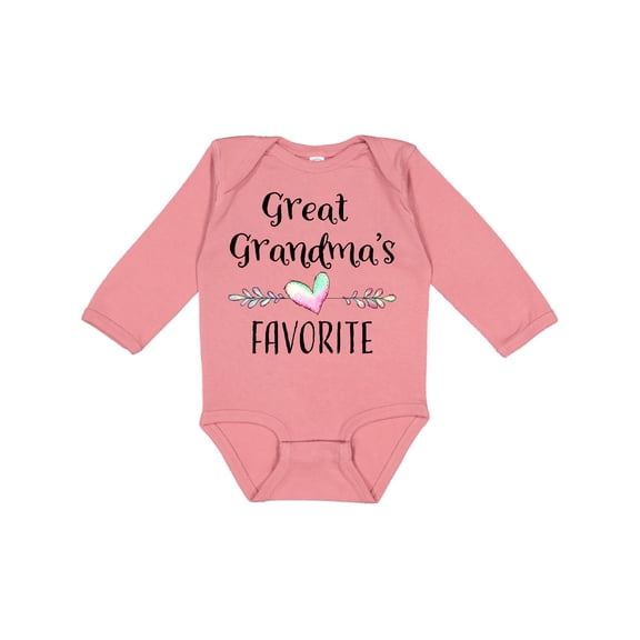 Inktastic Great Grandmas Favorite- Heart Great Grandchild Boys or Girls Long Sleeve Baby Bodysuit