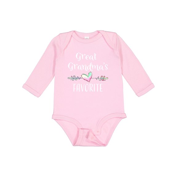Inktastic Great Grandmas Favorite- Heart Great Grandchild Boys or Girls Long Sleeve Baby Bodysuit