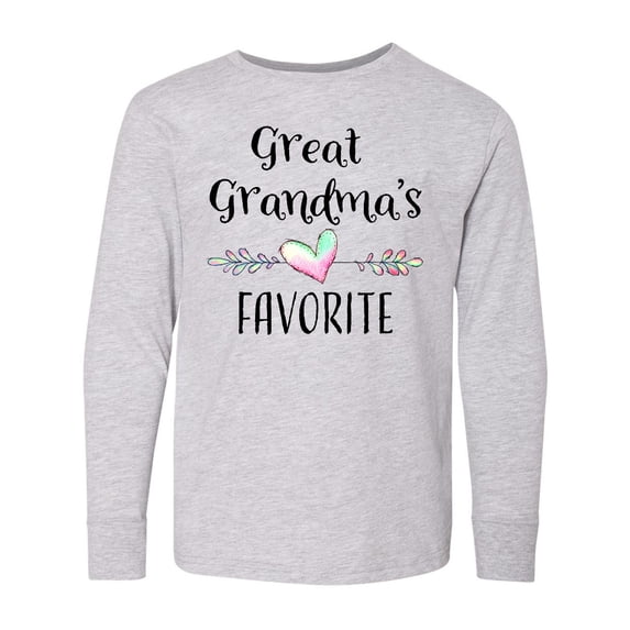 Inktastic Great Grandmas Favorite- Heart Great Grandchild Long Sleeve Youth T-Shirt