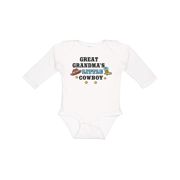Inktastic Great Grandmas Little Cowboy with Cowboy Hat and Boots Boys Long Sleeve Baby Bodysuit