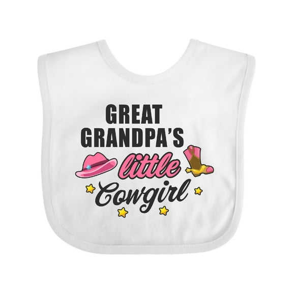 Inktastic Great Grandpa's Little Cowgirl with Cowgirl Hat and Boots Girls Baby Bib