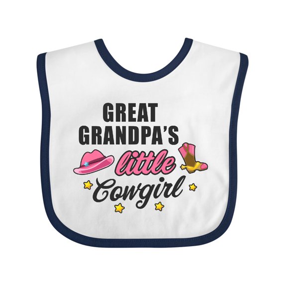 Inktastic Great Grandpa's Little Cowgirl with Cowgirl Hat and Boots Girls Baby Bib