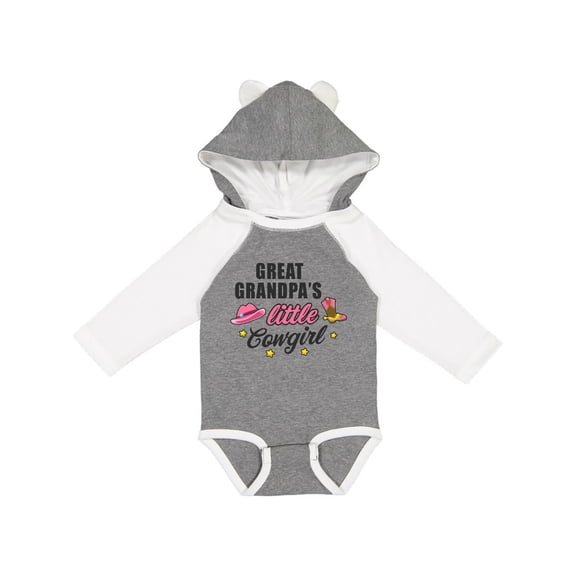 Inktastic Great Grandpa's Little Cowgirl with Cowgirl Hat and Boots Girls Long Sleeve Baby Bodysuit