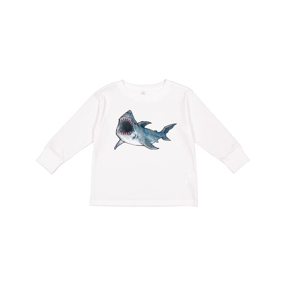 Inktastic Great White Shark Boys or Girls Long Sleeve Toddler T-Shirt
