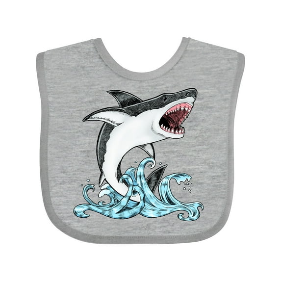 Inktastic Great White Shark Jumping Boys or Girls Baby Bib