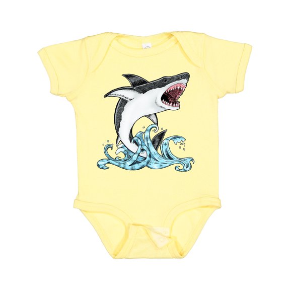 Inktastic Great White Shark Jumping Boys or Girls Baby Bodysuit
