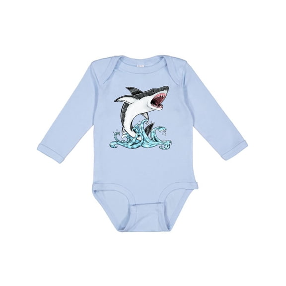 Inktastic Great White Shark Jumping Boys or Girls Long Sleeve Baby Bodysuit