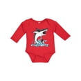 thumbnail image 1 of Inktastic Great White Shark Jumping Boys or Girls Long Sleeve Baby Bodysuit, 1 of 5