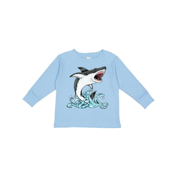 Inktastic Great White Shark Jumping Boys or Girls Long Sleeve Toddler T-Shirt